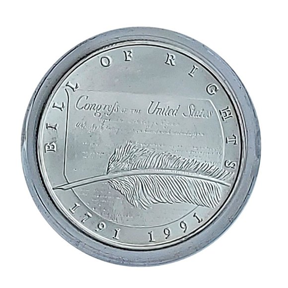 **SOLD**  BILL OF RIGHTS 1791-1991 1 TROY OZ 999 SILVER COIN - Picture 2 of 3
